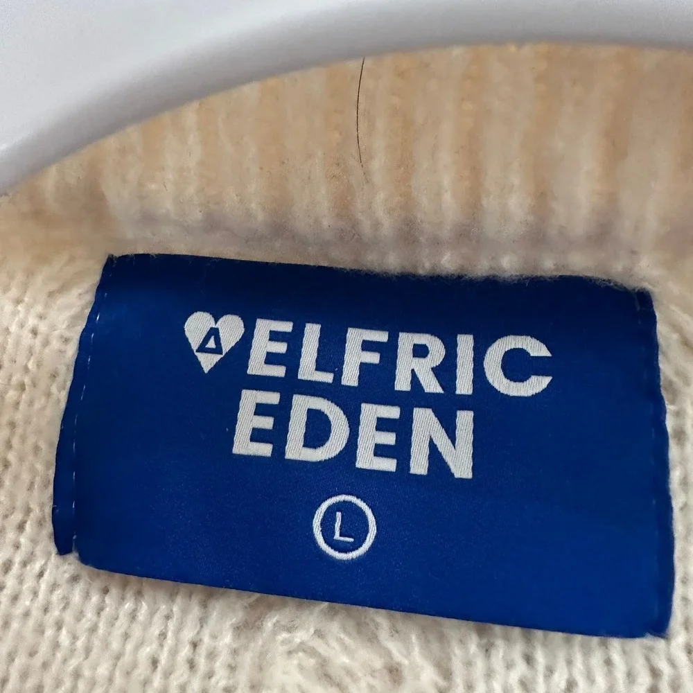 Elfric Eden Mens Preppy Fisherman Cable Knit Sweater Size L Nautical Yacht Club